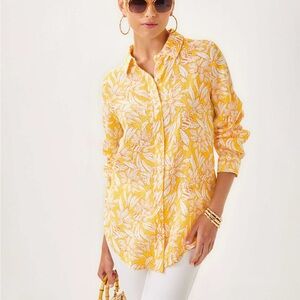 NWT Lilly Pulitzer Linen Lynd Tunic in Honeycomb Hideaway / Size Large
